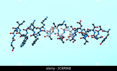 Illustration montrant la structure 3D d'une molécule de tirzépatide. Banque D'Images