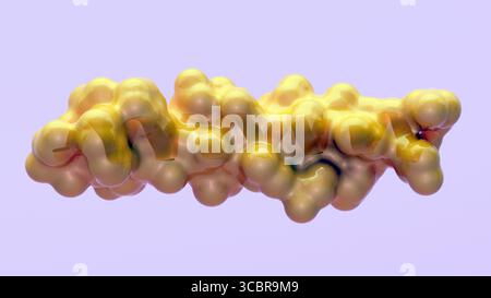 Illustration montrant la structure 3D d'une molécule de tirzépatide. Banque D'Images