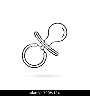 icône de sucette noire de ligne mince comme un jouet de bébé Illustration de Vecteur