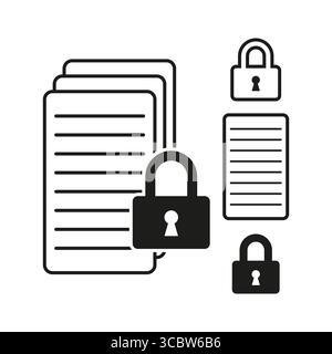 Concept de sécurité des documents. Verrouillage de fichier protégé. Vecteur de données de confidentialité. Icône papier verrouillé. SPE 10. Illustration de Vecteur