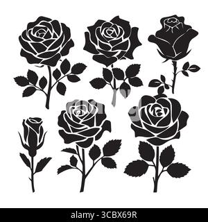 ensemble silhouettes roses Illustration de Vecteur