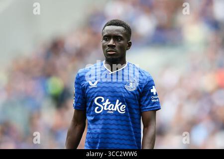 Liverpool, Royaume-Uni. 9 août 2025. Idrissa Gueye d'Everton réagit lors du match amical de pré-saison Everton vs AS Roma au Hill Dickinson Stadium, Liverpool. Le crédit photo devrait se lire comme suit : Jessica Hornby/Sportimage crédit : Sportimage Ltd/Alamy Live News Banque D'Images