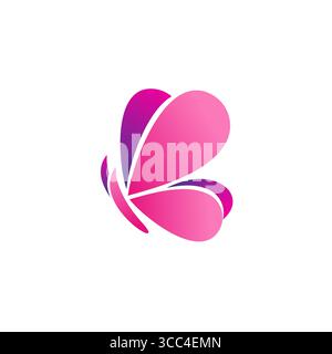 icône de logo papillon, icône de symbole de symbole de papillon rose de beauté élégante illustration de conception vectorielle Illustration de Vecteur