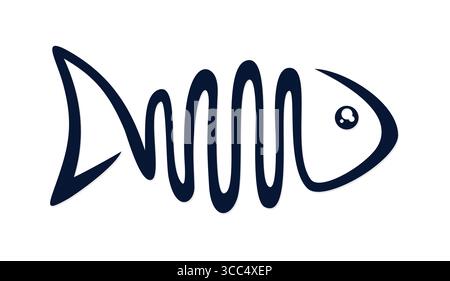 Le symbole poisson bleu d'une ligne. Illustration de Vecteur