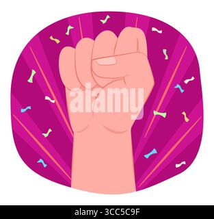 Human Hand Raising Fist Up in the Air for Winning, Championship and Victory concept illustration Clip Art Illustration de Vecteur
