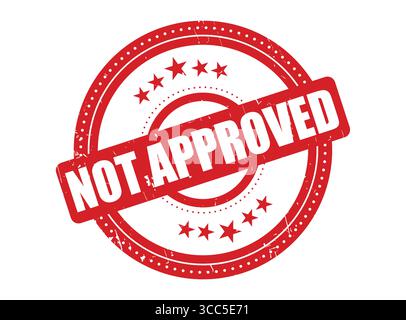 Un joint d'estampage en caoutchouc non approuvé avec un cercle en pointillés Illustration de Vecteur