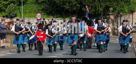 Coldstream Civic week - départ de la rideout de Flodden sur son chemin vers le site de la bataille de Flodden où l'armée écossaise a rencontré la défaite en 1513 Banque D'Images