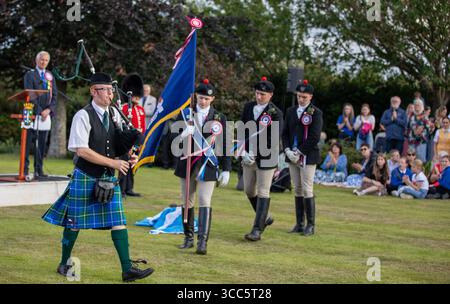 Coldstream Civic week - Flodden Rideout. Dans le cadre de la Coldstream Civic week qui marque la fin de la saison d'équitation de Border Common Banque D'Images