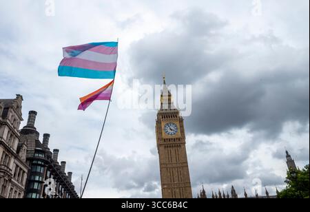 © Jeff Moore LONDRES, ANGLETERRE - JUILLET 26 : les gens participent au défilé TRANS+ Pride 2025 de Londres le 26 juillet 2025 à Londres, Angleterre. Banque D'Images