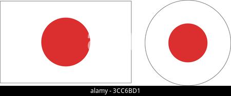 Drapeau du Japon sur illustration vectorielle isolée style plat isolé Illustration de Vecteur