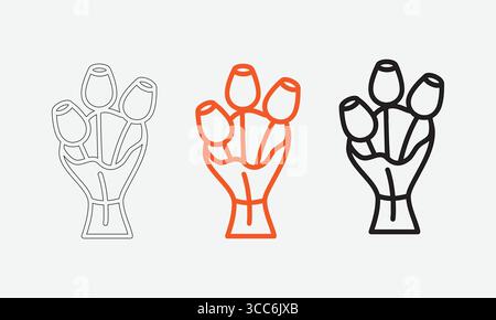 Minimaliste Line Art d'un bouquet Design en trois variations Illustration de Vecteur