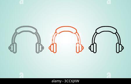 Icône casque minimaliste avec contour pop Illustration de Vecteur