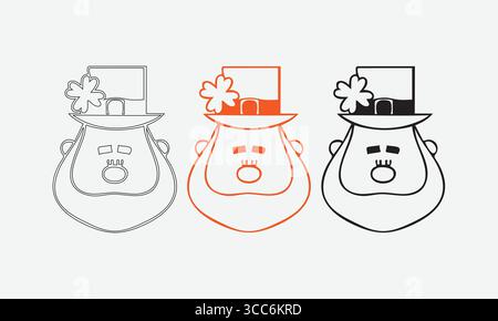 Patrick's Day Leprechaun Outline illustration Illustration de Vecteur
