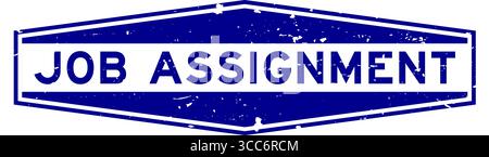 Grunge bleu mot d'affectation de travail HEXAGON Seal timbre sur fond blanc Illustration de Vecteur