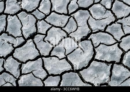 Fond naturel de texture de boue de fissure de la vallée de Comacchio. Province de Ferrare, Émilie-Romagne, Italie Banque D'Images