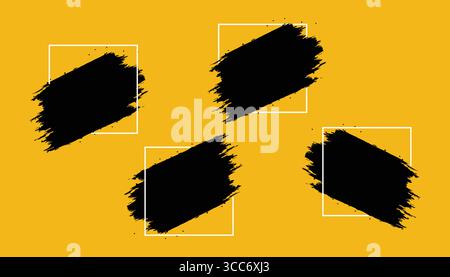 Fond abstrait moderne avec des coups de pinceau noirs et des cadres blancs. Illustration de Vecteur