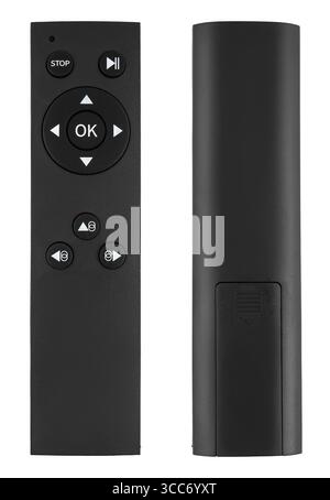 Télécommande pour appareils électroménagers, noire, sur fond blanc, isolée. Banque D'Images