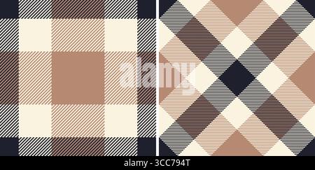Deux élégants motifs à carreaux dans des tons terreux. Parfait pour le design textile, la mode d'automne ou la marque automnale. Illustration de Vecteur