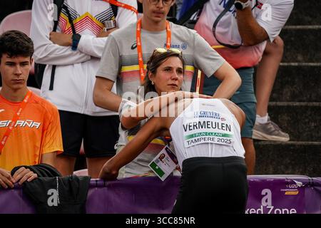 Tampere, Finalnd. 10 août 2025. Championnats d'Europe d'athlétisme U20, à Tampere, Finlande, dimanche 10 août 2025. Les championnats d'Europe U20 se déroulent du 07 au 10 août. BELGA PHOTO COEN SCHILDERMAN crédit : Belga News Agency/Alamy Live News Banque D'Images