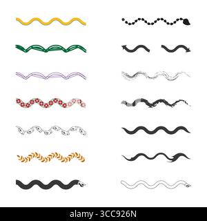 Jeu de séparateurs courbés. Lignes décoratives ondulées. Éléments abstraits créatifs. Variété de styles visuels. Illustration de Vecteur