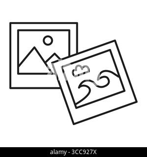 Icône photos photographie. Deux cadres photo. Galerie d'images vecteur. Symbole artistique créatif. Illustration de Vecteur