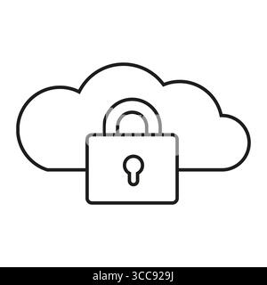 Verrou de stockage Cloud. Symbole de sécurité réseau. Vecteur de protection des données. Icône de serveur privé. Illustration de Vecteur