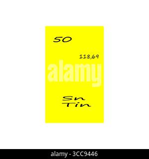 Illustration de l'élément chimique. Symbole étain Sn. Vecteur de l'élément du tableau périodique. Illustration numéro 50. Illustration de Vecteur