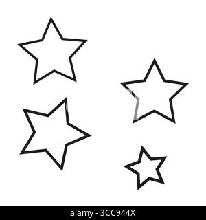 Quatre icônes en étoile. Jeu de formes vectorielles. Dessin de symbole de contour. Illustration de l'élément décoratif. Illustration de Vecteur