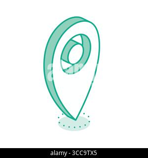 Symbole du pointeur de carte. Icône 3D isométrique. Pictogramme de contour pour la conception Web, l'interface utilisateur ou l'application mobile. Illustration vectorielle. Illustration de Vecteur