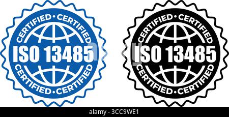 Badges de certification ISO 13485 – tampon vectoriel pour les normes de qualité des dispositifs médicaux Illustration de Vecteur