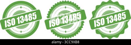 Badges de certification ISO 13485 – tampon vectoriel pour les normes de qualité des dispositifs médicaux Illustration de Vecteur