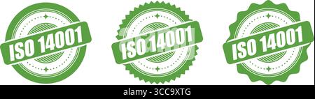 Estampille certifiée ISO 14001 – conception vectorielle d'étiquette et de badge de système de gestion environnementale Illustration de Vecteur