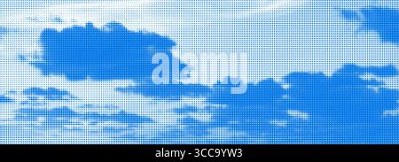 Nuages bleus demi-teintes avec effet de points vintage. Style pop art vintage avec texture pointillée. Illustration de Vecteur