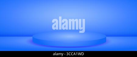 Chambre studio bleue avec scène podium. Fond clair limbo. Résumé 3d bg avec un espace vide pour le texte publicitaire. Illustration maquette vectorielle. Illustration de Vecteur
