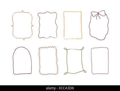 Jeu de cadres d'automne fantaisiste dessiné à la main Illustration de Vecteur