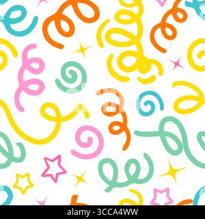 Motif coloré simple amusant sur fond blanc. dessin à la main. Pas ai, illustration vectorielle. Illustration de Vecteur