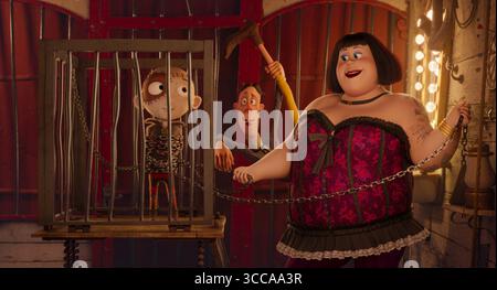 Stitch Head est un film de Steve Hudson sorti en 2025. Il suit Stitch Head, une petite créature réveillée par un professeur fou dans un château pour protéger les autres créations du professeur des habitants de la ville des arracheurs nubbin. Banque D'Images