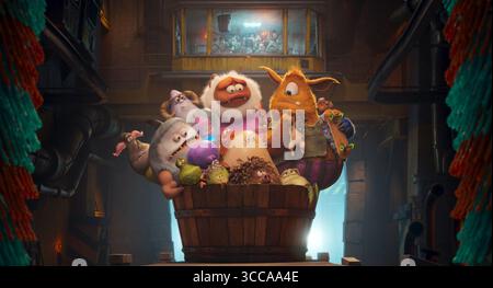 Stitch Head est un film de Steve Hudson sorti en 2025. Il suit Stitch Head, une petite créature réveillée par un professeur fou dans un château pour protéger les autres créations du professeur des habitants de la ville des arracheurs nubbin. Banque D'Images