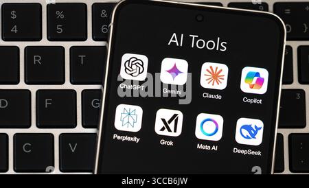 Outils AI affichés sur l'appareil mobile Banque D'Images