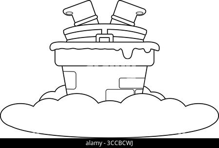 Dessiné joli personnage de dessin animé du Père Noël coincé dans Une cheminée. Illustration vectorielle dessinée à la main isolée sur fond transparent Illustration de Vecteur