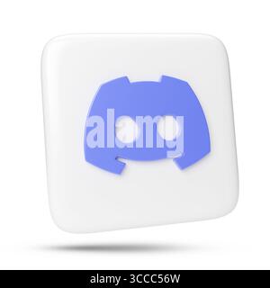 Buenos Aires, Argentine ; 11 août 2025 : logo Discord tridimensionnel isolé sur fond blanc. illustration 3d. Banque D'Images