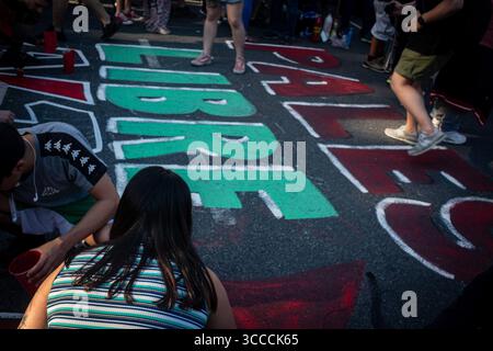 11 novembre 2023, Buenos Aires, Buenos Aires, Argentine : des manifestants peignent une pancarte dans les rues de la Plaza de Mayo, appelant à la libération de la Palestine. (Crédit image : © Daniella Fernandez Realin/ZUMA Press Wire) Banque D'Images