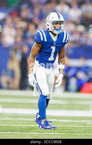01 octobre 2023 : Josh Downs (1), receveur des Colts d'Indianapolis, lors d'un match de NFL contre les Rams de Los Angeles à Indianapolis, Indiana. Los Angeles a battu Indianapolis 29-23 en prolongation. John Mersits/CSM (crédit image : © John Mersits/CSM via ZUMA Press Wire) Banque D'Images