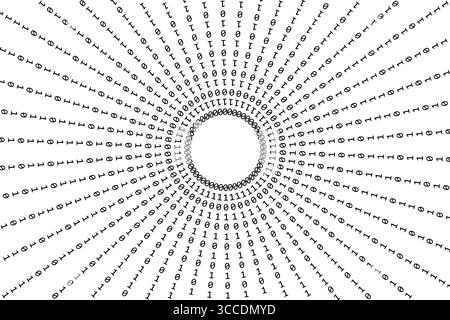 Zéro un Code binaire Flow Abstract Matrix Digital Art avec code informatique binaire. Illustration de Vecteur