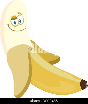 Vecteur isolé de personnage de banane mignon heureux Illustration de Vecteur