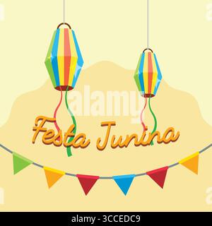 Lanternes en papier Festa Junina. Vecteur Illustration de Vecteur