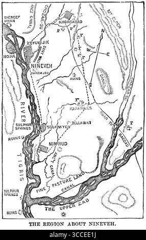 États-Unis : The Region About Nineveh, illustration, Ridpath's History of the World, volume I, par John Clark Ridpath, LL. D., Merrill & Baker Publishers, New York, 1894 (crédit image : © JT Vintage/Glasshouse via ZUMA Press Wire) Banque D'Images