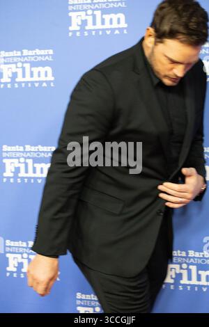 16 février 2023, Santa Barbara, Californie, États-Unis : Chris Pratt, producteur exécutif du documentaire â€œHelen Believeâ€ et star des Gardiens de la Galaxie et du Jurassic Park, sur le tapis rouge au Festival International du film de Santa Barbara, le 16 février 2023, au Théâtre historique Arlington de Santa Barbara. (Crédit image : © Amy Katz/ZUMA Press Wire) Banque D'Images