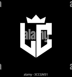 LC logo image vectorielle d'un bouclier avec un style géométrique pointu avec une couronne pointue et une police épaisse Illustration de Vecteur