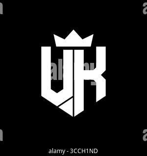 VK logo image vectorielle d'un bouclier avec un style géométrique pointu avec une couronne pointue et une police épaisse Illustration de Vecteur